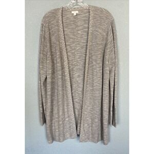 J Jill Cardigan Sweater Women 2X Gray Linen Blend Long‎ Open Front Minimalist
